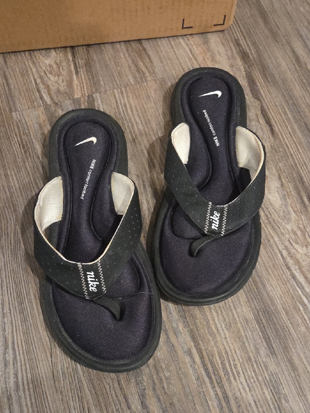 Nike Black and Cream Women's Sandals